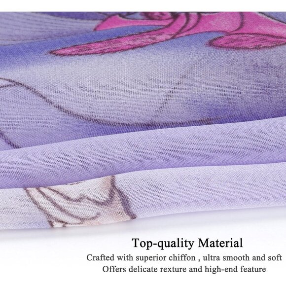 Women's Light Purple Fashion Lightweight Head Scarf Floral Print Chiffon Scarves - Picture 3 of 7